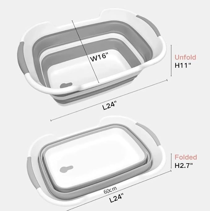 Collapsible Pet Bathtub with Water Drain Plug, Foldable Bathtub for Puppy Small Dogs Cats, Portable & Space Saving Design, BPA Free, Grey-PawvioPets