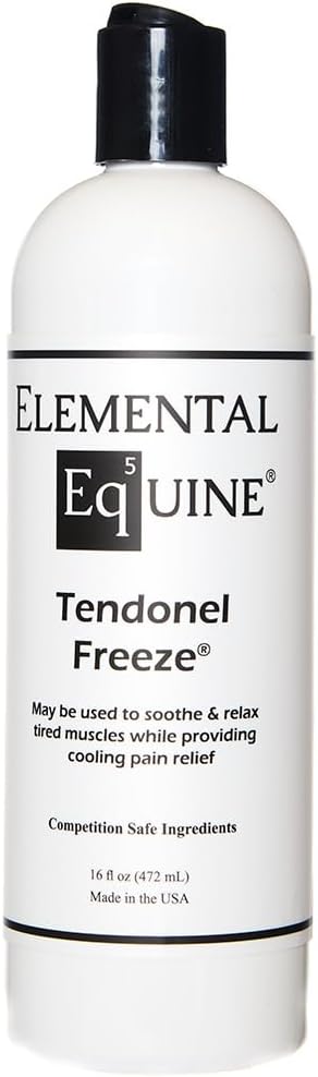 Elemental Equine Tendonel Freeze 16oz Liniment Rub for Horses - Soothe and Relax Tired Muscles While Providing Cooling Relief and Reduced Stiffness-PawvioPets