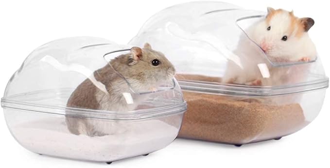 BUCATSTATE Hamster Sand Bath Container Large Hamster Toilet with Scoop Set Dust Bust Accessories for Small Animals (Transparent, Medium)-PawvioPets