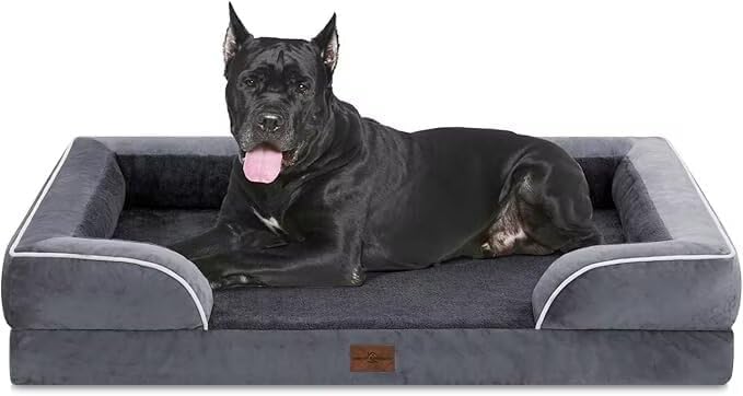 Comfort Expression Waterproof Orthopedic Foam Dog Beds, XXL Orthopedic Dog Beds for Extra Large Dogs, Washable Pet Sofa Bed with Removable Cover & Non-Slip Bottom(XX-Large,Dark Grey)-PawvioPets