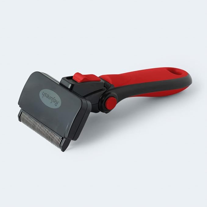 Deshedding Dog Brush for Long Hair (Medium,Red) – Gentle Deshedding tool for Dogs & Cats – Reduces shedding, without damaging topcoat. Removes Loose Fur & Dead Undercoat.-PawvioPets