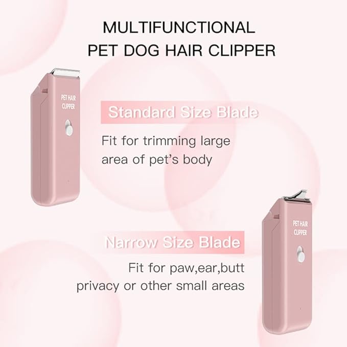 Feet Hair Trimmer, Dog Clippers,Quiet Washable USB Rechargeable Cordless Dog Grooming Kit,Electric Pets Hair Trimmers Shaver Shears for Dogs and Cats Pink-PawvioPets