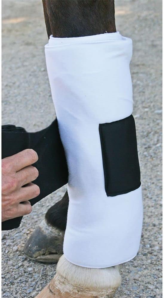 Dura-Tech Combo No Bow Leg Wraps for Horses | Perfect & Quick Bandage Application | Innovative Protection | Heavy-Duty Hook & Loop Closure | White & Black Combo-PawvioPets