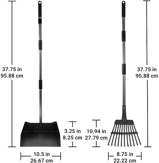 Bodhi Dog Pooper Scooper for Large Dogs - Heavy Duty Metal Poop Scoop w/Long Handle Tray & Rake - Dog Poop Scooper for Yard, Grass, Street, Gravel & Outdoor Areas - Pet Waste Cleanup Tool-PawvioPets