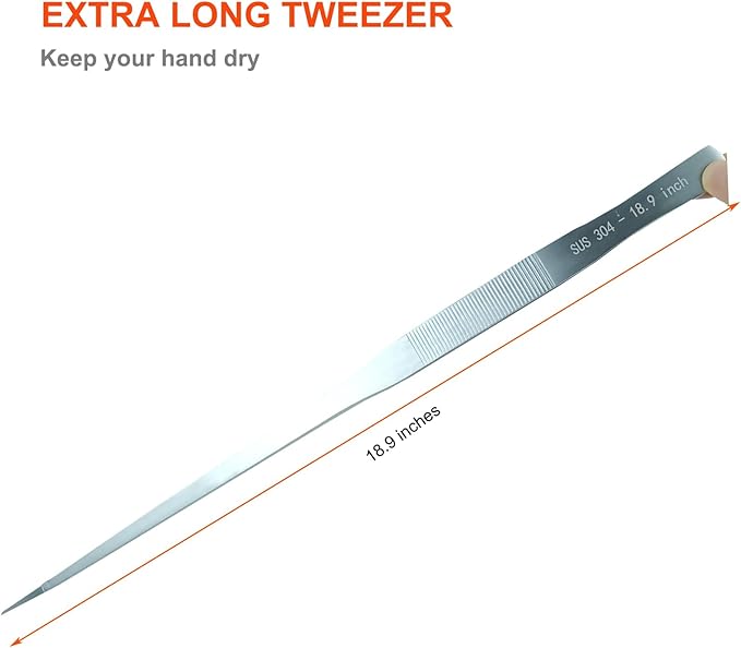 Extra Long Tweezers, Aquascape Tools, 18.9 inch Fecsam Aquarium Stainless Steel Large Feeding Tongs for Fish Tank, Terrarium,Aquascaping, Reptile Snake (Straight)-PawvioPets