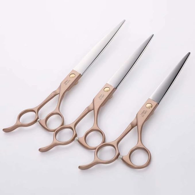Fenice Peak 7.5'' Dog Straight Scissors for Grooming 440C Stainless Steel Rose Gold Professional Pet Trimming Scissors Sharp Blades Cutting for Dogs and Cats Shears-PawvioPets