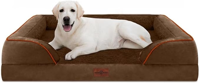 Comfort Expression Orthopedic Jumbo Dog Bed for Extra Large Dogs, Large Breed Waterproof Dog Bed, PV Washable Dogs Sofa Beds with Removable Cover & Non-Slip Bottom(Jumbo,Chocolate Brown)-PawvioPets
