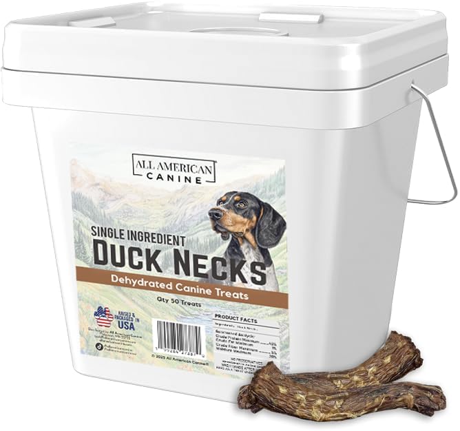 50 Natural Duck Neck Dog Treats – Single Ingredient, Dehydrated & Chewy – Low-Fat, High-Protein Training Reward – Made in USA-PawvioPets