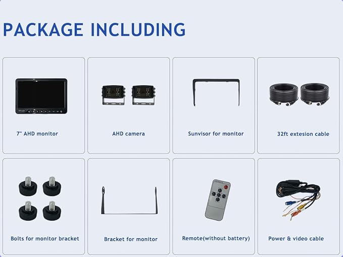 AHD 1080P 7" Reverse Rear View Backup Dual Camera System, Two Cameras with Night Vision Waterproof IP69K Vibration-Proof 10G for Truck/Trailer/RV/Bulldozer/Crop Sprayer/Agricultural Equipment-PawvioPets