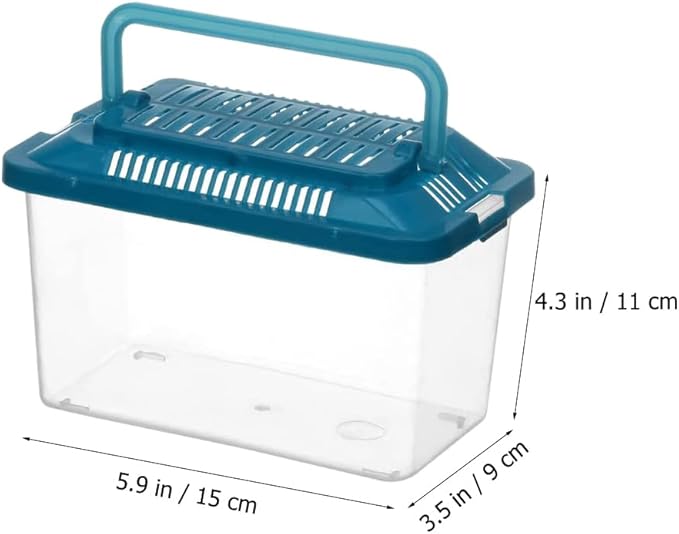FRCOLOR Portable Plastic Turtle Tank - Transparent Aquarium Carrier Box for Small Pets Ideal for Hamsters Lizards and Fish Easy to Feed and Clean-PawvioPets