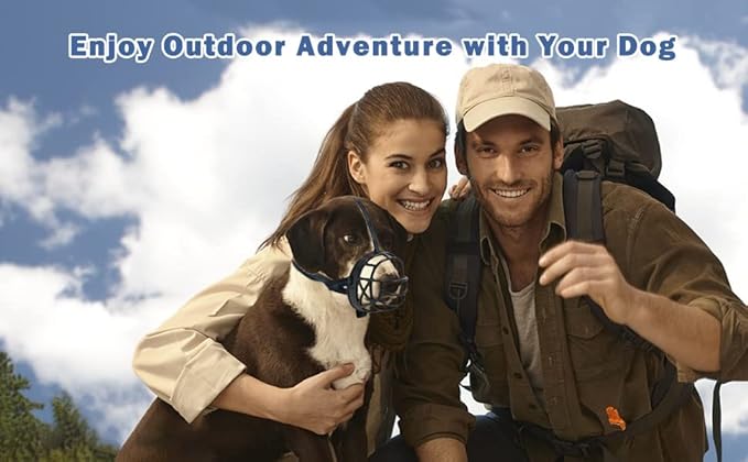 Dog Muzzle Breathable Basket Muzzles for Large and X-Large Dogs, Stop Biting, Barking and Chewing, Best for Aggressive Dogs Black Brown (Black Rubber, L)-PawvioPets