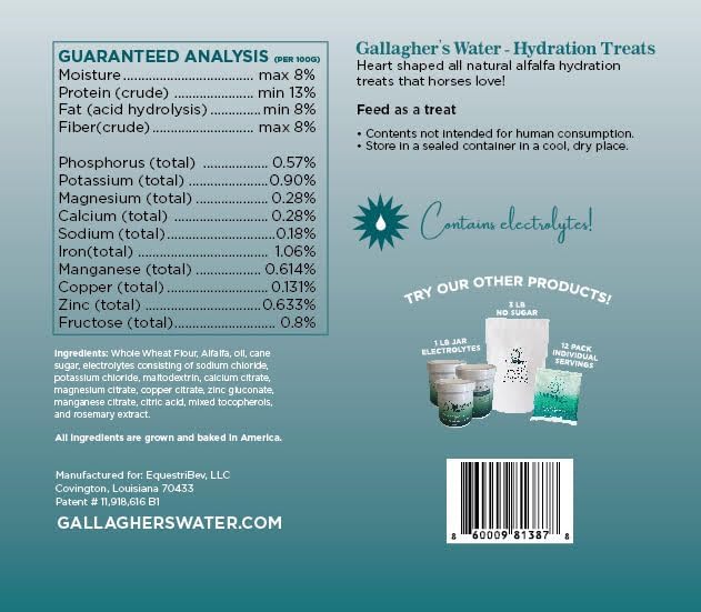 GALLAGHER'S WATER Hydration Treats for Horses. Crunchy Tasty Treats with Electrolytes. 12oz Bag-PawvioPets