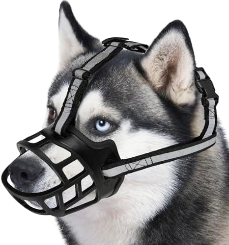 Dog Muzzle for Large Dogs, Breathable Basket Muzzles for Small, Medium and X-Large Aggressive Dog, Allows Panting Drinking, Suitable for Grooming Trimming Training (6, Blacks)-PawvioPets