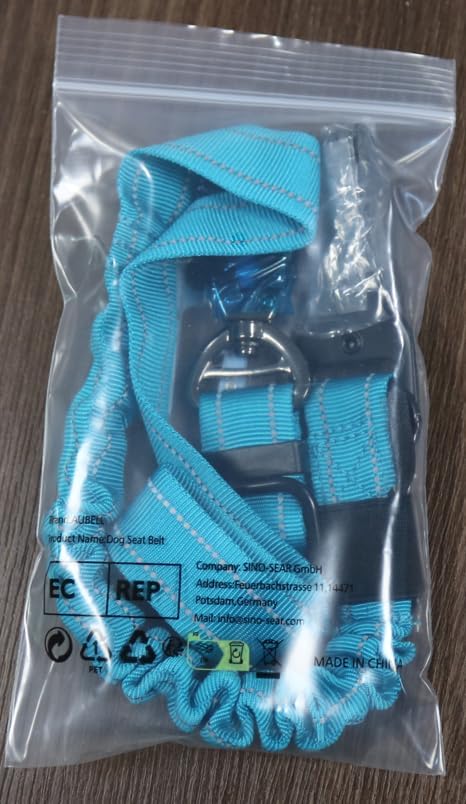 AUBELL Dog Seat Belt for Car,Updated 3-in-1 Adjustable Reflective Bungee Heavy Duty Dog Car Harness Tether with Clip Hook Latch & Buckle,Swivel Zinc Alloy Carabiner,Blue-PawvioPets