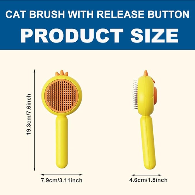 Cat Brush for Short or Long Haired Cats Dogs Rabbits, Cute Dog Brush with Release Button for Massage and Removes Loose Fur-PawvioPets