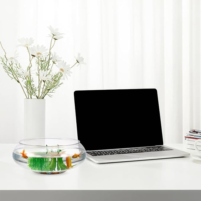 BESPORTBLE Transparent Desktop Aquarium Tank for Betta and Goldfish, 9.52x9.52x3.93 Inch Plastic Fish Bowl, 2800ml Shatterproof Fish Container for Home and Office Decor-PawvioPets