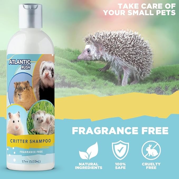 Critter Shampoo for Small Pets - 17 oz Small Animal Fragrance & Detergent Free Shampoo - Sensitive Skin Shampoo for Ferrets, Guinea Pigs, Rabbits, Hedgehogs, Hamsters & Sugar Gliders (Unscented)-PawvioPets
