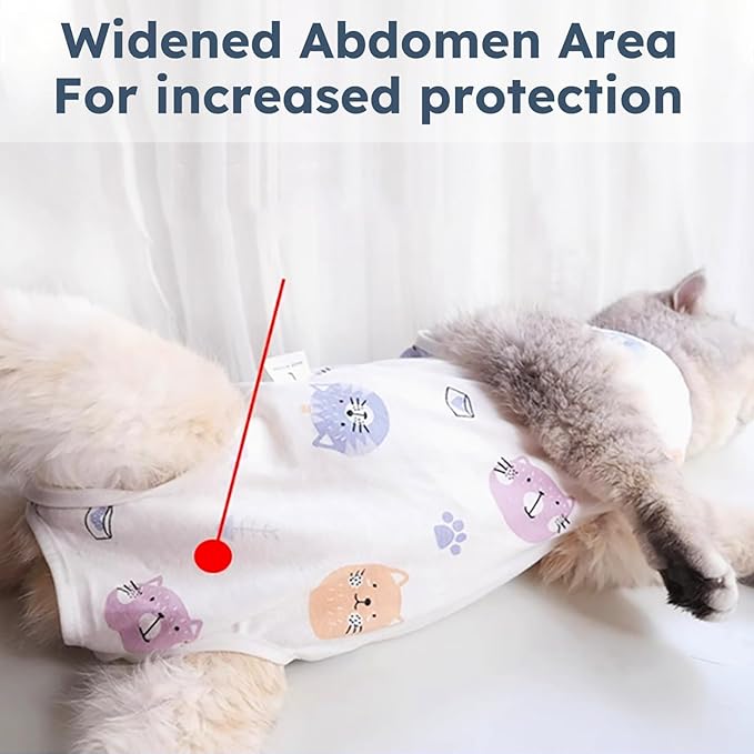 Cat Recovery Suit for Spay Abdominal Wounds, Breathable Cat Onesie for Cats After Surgery Female, Kitten Surgical Recovery Suit Female Cone of Shame Alternative for Cats Anti Licking-PawvioPets