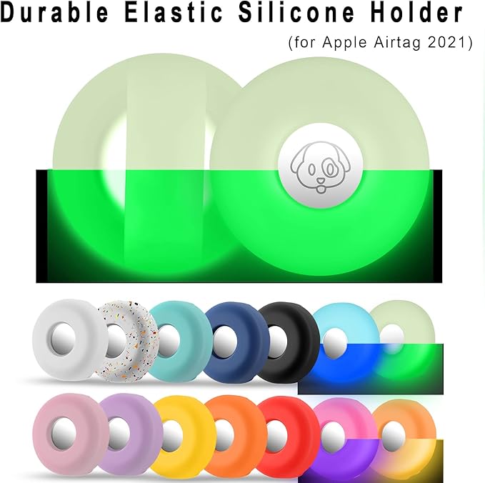 Airtag Holder for Dog Collar, Cibaabo Silicone Air Tag Case Cover Compatible with Apple Airtags for 0.8-1.2inch Cat Pet Collar Harness Loop-PawvioPets