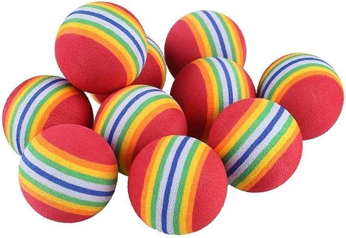 Colorful Soft Foam Rainbow Play Balls for Pet Dog and Cat Toys (12)-PawvioPets