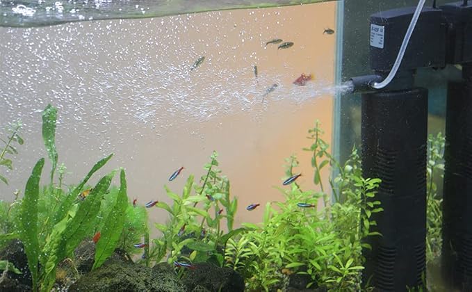 Aquarium Filter for 40-150 Gal. Tank Crystal 300GPH Biochemical Filtration Powerful Pump Submersible Internal Fish Tank Filters Large Tank Pond Clear Wavemaker Air Supply 4 in 1-PawvioPets