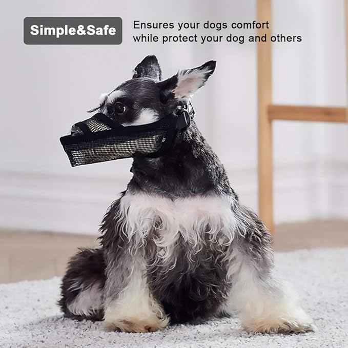 Crazy Felix Nylon Dog Muzzle for Small Medium Large Dogs Dachshund Beagle Poodle Labrador, Air Mesh Breathable and Drinkable Pet Mouth Cover for Anti-Biting Chewing Scavenging(Black,S)-PawvioPets