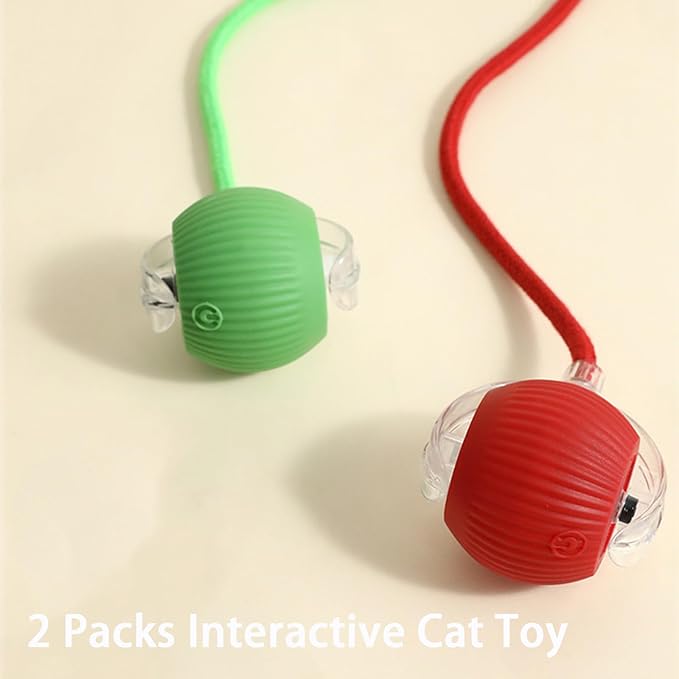 2 Packs Interactive Cat Toy Ball for Indoor Cats - 3-Speed Smart Rolling Ball with Flashing Lights, USB Rechargeable Automatic Motion Kitten Toys for Bored Adult Cats & Playful Kittens-PawvioPets
