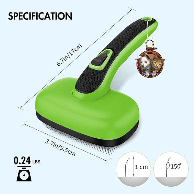 Dog Brush Kit - Self-Cleaning Slicker Brush with Bath Brush & Undercoat Rake | Deshedding Tools for Large - Small Dogs & Cats, Professional 3-in-1 Pet Grooming Set for Heavy Shedding, Green-PawvioPets