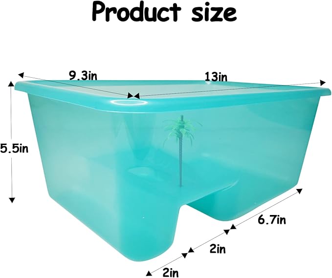 Fhiny Turtle Tank with Lid, Plastic Reptile Terrarium Turtle Breeding Box with Basking Platform Tortoise Aquarium for Crayfish Hermit Crabs Geckos Lizards Habitat Prevent Escaping (Small)-PawvioPets
