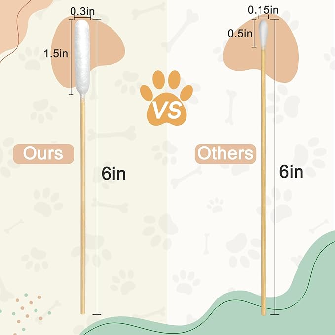 200 PCS Dog Ear Cleaning Kit; 6-Inch Large Cotton Swabs for Gentle & Effective Cleaning. Safe and Hygienic Pet Ear Cleaning Solution-PawvioPets