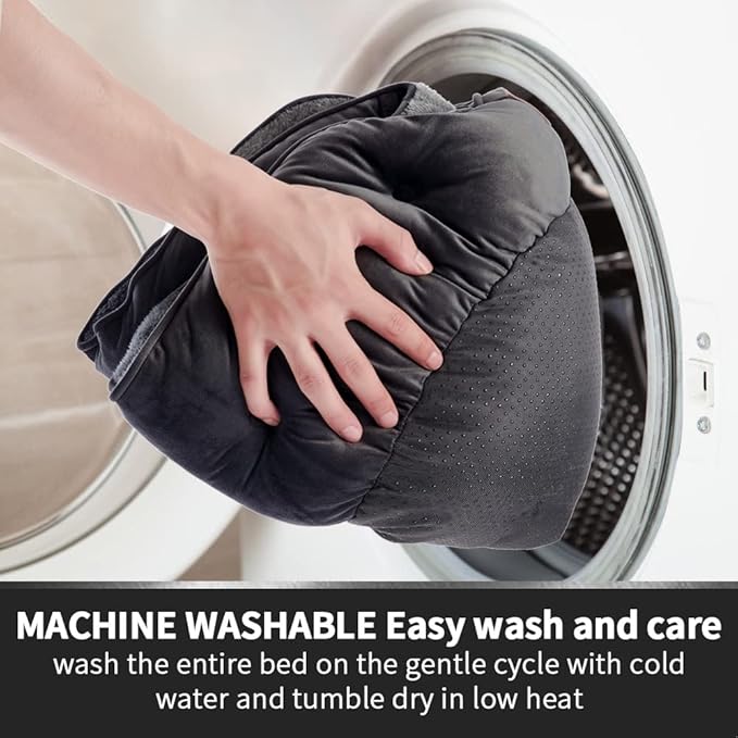 Asvin Small Dog Bed for Small Dogs, Cat Beds for Indoor Cats, Pet Bed for Puppy and Kitty, Extra Soft & Machine Washable with Anti-Slip & Water-Resistant Oxford Bottom, Black, 20 inches-PawvioPets