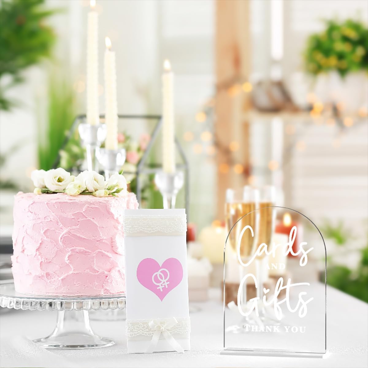 Acrylic Wedding Sign Cards and Gifts Sign for Wedding Wedding Signs for Ceremony Modern Calligraphy Arch Acrylic Table Top Sign for Wedding Reception and Event Party Table