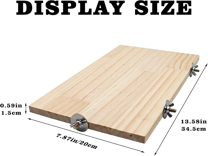 13.6×7.9 Inches Large Bird Perch Stand Platform, Natural Wooden Small Animals Cage Accessories, Rectangle Stand Perch Shelf for Parrot Parakeet Cockatiel Rat Hamster Guinea Pig Conure Chinchillas-PawvioPets