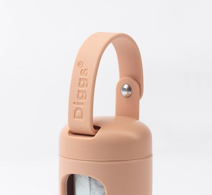 DIGGS Dog Poop Bag Dispenser for Leash - Premium Dog Waste Bag Holder with Easy One-Hand Dispensing (Blush)-PawvioPets
