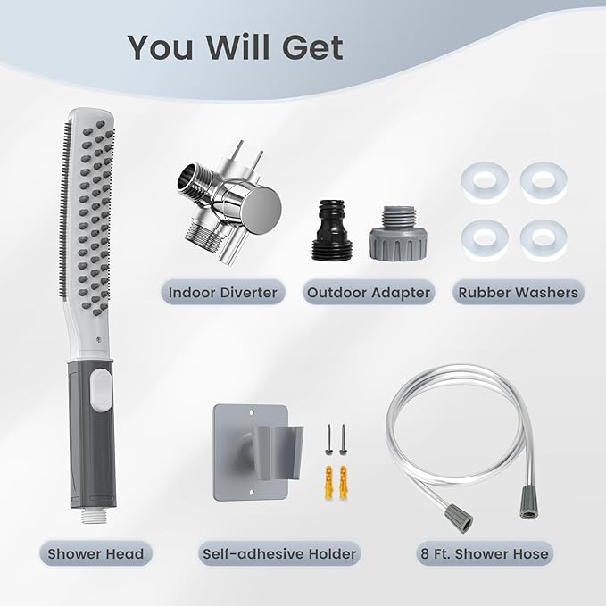 Dog Shower Attachment, Dog Shower Wand for Fast and Easy Washing Dog, Pet Shower Head with 3 Spray Modes, 8-Foot Hose, Indoor Outdoor Bath Your Dog-PawvioPets