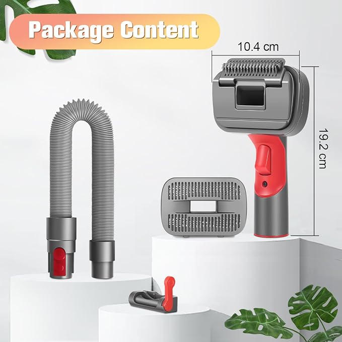 FUNTECK 2-in-1 Dog Hair Vacuum Brush for Grooming & Shedding Compatible with Dyson Gen5, V15, V12, V11, V10, V8, V7 – Removes Loose Hair, Dander, Undercoat & Tangles – Self-Cleaning Design-PawvioPets