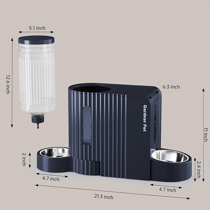 Gardner Pet Automatic Gravity Cat Food Feeder and Water Dispenser Stainless Steel Two-in-One Set Large Capacity Dispenser for Pets Dogs, Puppies, Kittens-PawvioPets