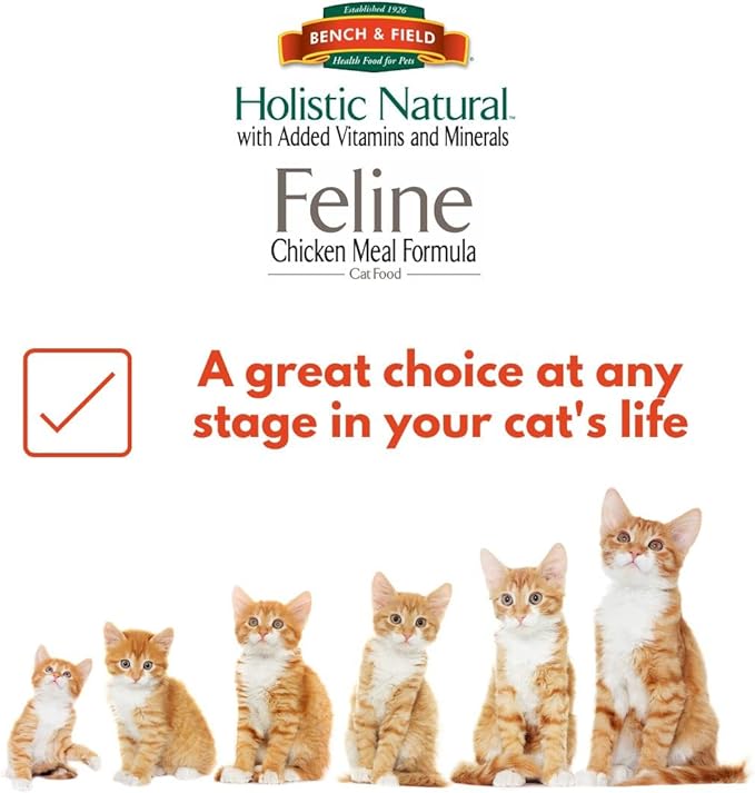 Bench & Field Holistic Natural Premium Adult Dry Cat Food, Chicken Meal and Brown Rice Recipe 25 lb Bag (Pack of 1)-PawvioPets