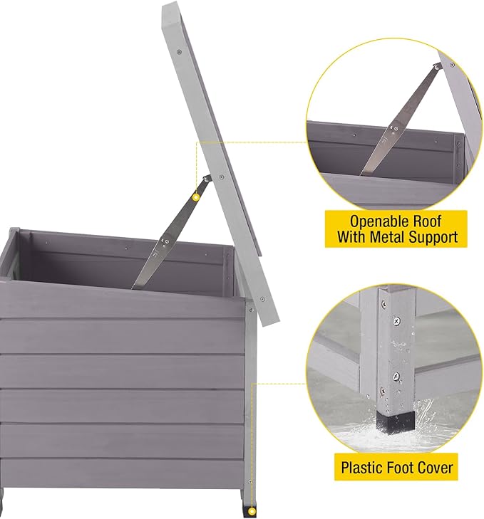 Aivituvin Cat House Waterproof Feral Kitty Shelter Outdoor Indoor Rabbit Hutch for Bunnies,Cats,Dogs and Other Small Animals,Asphalt Roof-PawvioPets