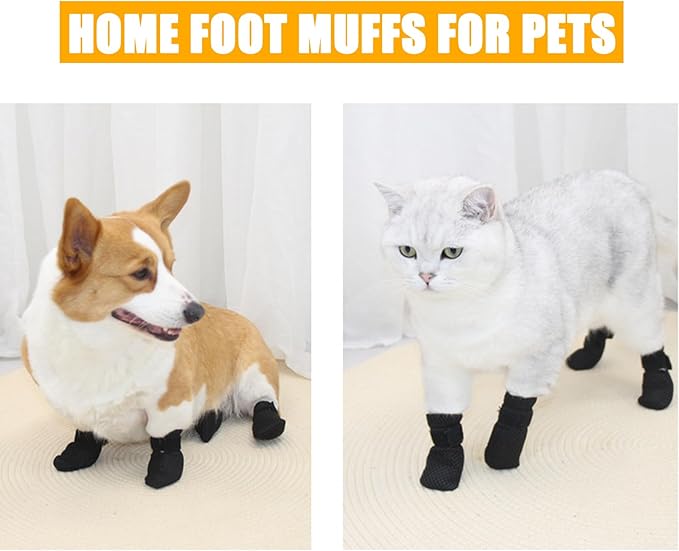 4 PCS Cat Boots, Cat Mittens to Prevent Scratching, Breathable Mesh Cat Foot Covers, Adjustable Cat Claw Protectors or Cats When Bathing and Nail Trimming-PawvioPets