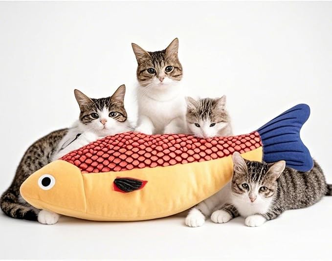 Cat Toys for Bored Indoor Adult Cats - Catnip Toys for Mental Stimulation, Interactive & Durable Kicker Toys for Solo Play, Best for Lazy or Senior Cats (Orange)-PawvioPets