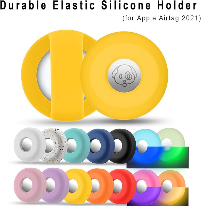 Airtag Holder for Dog Collar, Cibaabo Silicone Air Tag Case Cover Compatible with Apple Airtags for 0.8-1.2inch Cat Pet Collar Harness Loop-PawvioPets