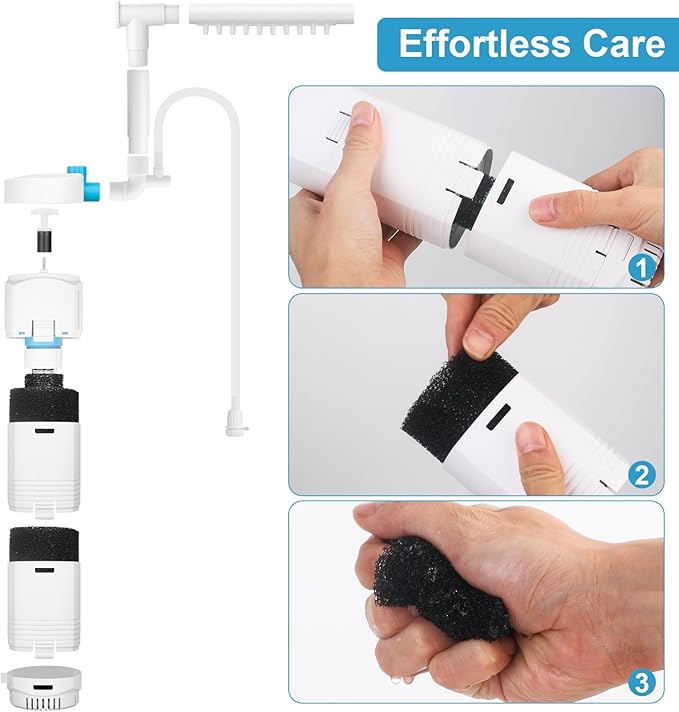 Aquarium U-V Filter with Programmable Timer for 40–160 Gallon Fish Turtle Tanks, Internal Submersible Power Filter with Bio Sponge, Adjustable Flow & Aeration for Freshwater Saltwater-PawvioPets