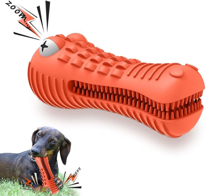 Dog Toys for Aggressive Chewers Large Medium Breed, Indestructible Dog Toothbrush Chew Toys, Squeaky Interactive Tough Extremely Durable, Dogs Toys to Keep Them Busy-PawvioPets