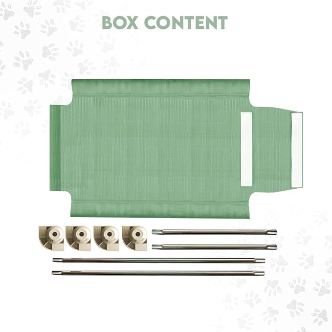 Acrimet Cooling Elevated Pet Dog Bed, Washable and Breathable Mesh Cot, Stainless Steel Frame, Indoor & Outdoor Use, fits Dogs up to 110 lbs (Size: 40” x 24”), Green, 1 Unit-PawvioPets