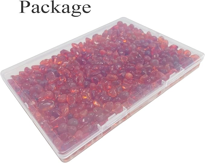 Glass Stones, 0.85LB/385g Orange Red Aquarium Gravel Rocks, Orange Red Pebbles for Fish Tank, Sea Glass for Vase Filler Craft-PawvioPets
