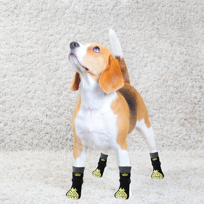 BEAUTYZOO Anti-Slip Dog Socks,Dog Shoes for Hot/Cold Pavement,Paw Protectors with Grips 3 Pairs for Puppy Small Medium Large Senior Old Dogs,Dog Socks to Prevent Licking and Hardwood Floor Protection-PawvioPets