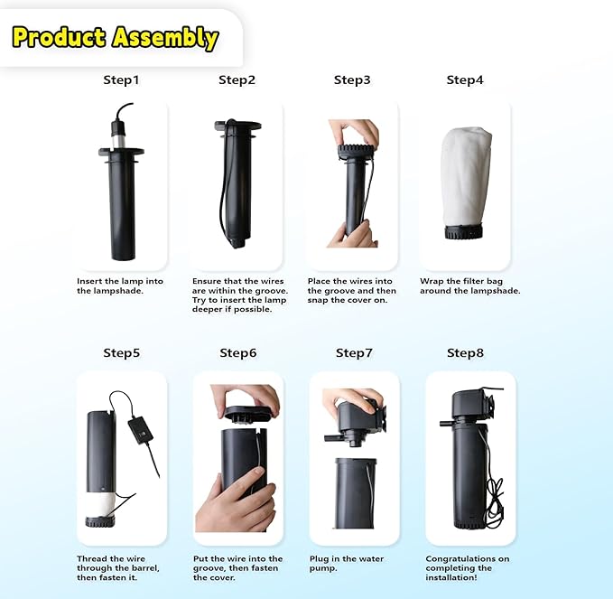 400GPH Fish Tank Filter, UV Aquarium Filter for 55-150 Gallon Turtle Tank Filter Powerful Internal Pump for Cold Plunge Saltwater Cloudywater Clear and Algae Green Killing Machine-PawvioPets