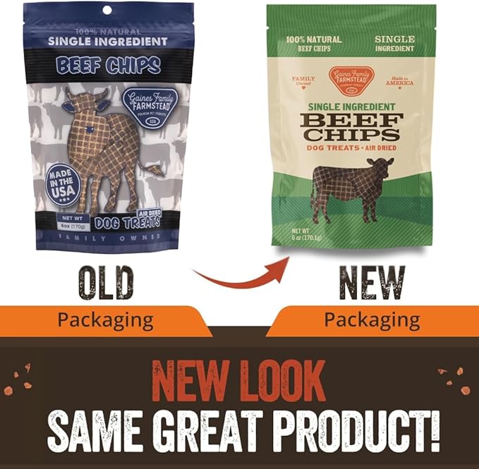 Gaines Family Farmstead Beef Chips for Dogs – 6 oz, Natural Single-Ingredient Dog Treats, High-Protein Rawhide-Free Chews, Healthy Grain-Free Snacks, Made in USA-PawvioPets
