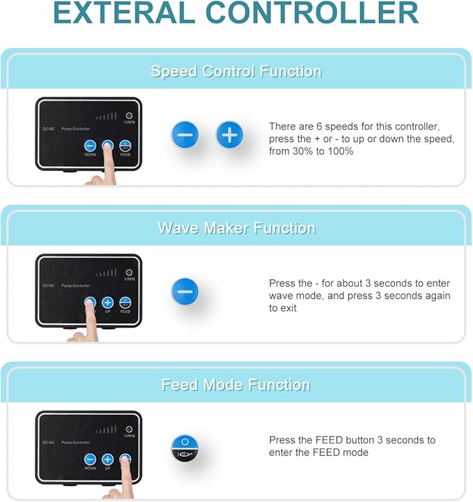 2640GPH 75W Aquarium 24V DC Water Pump with Controller, 18FT Lift Submersible and Inline Return Pump for Fish Tank,Aquariums,Fountains,Sump,Hydroponic,Pond,Freshwater and Marine Water Use-PawvioPets